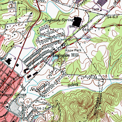 Topographic Map of Knox Park, TN