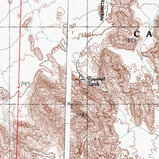 Topographic Map of Tuseral Tank, AZ