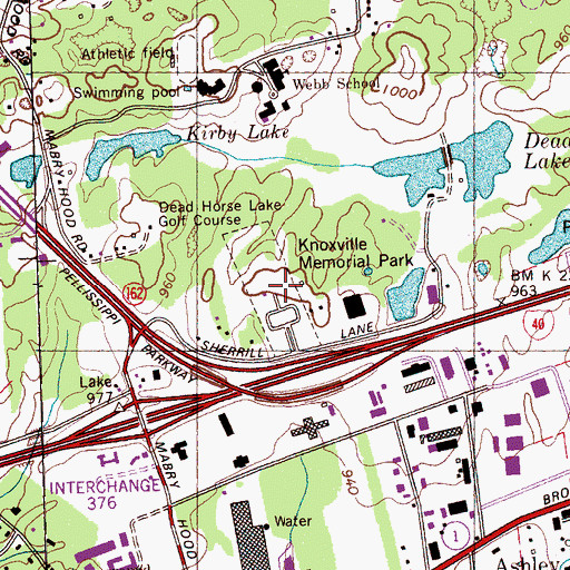 Topographic Map of Knoxville Memorial Park, TN