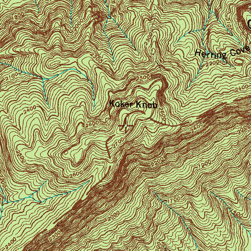 Topographic Map of Koker Knob, TN
