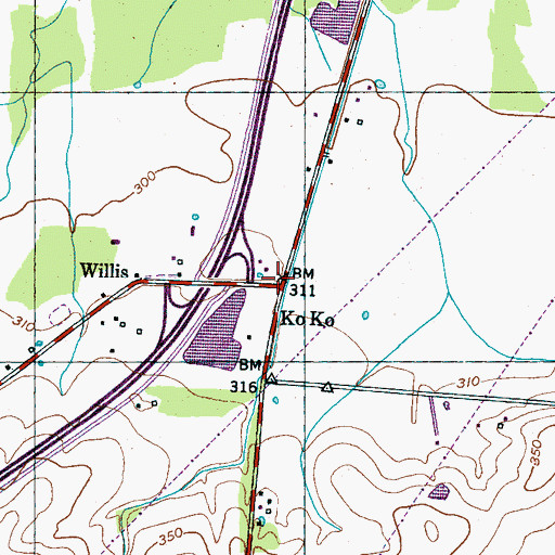 Topographic Map of Ko Ko, TN
