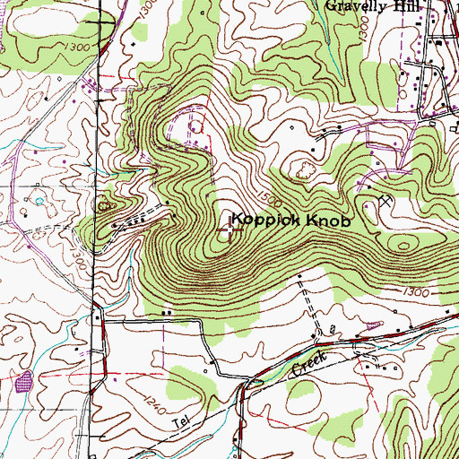 Topographic Map of Koppick Knob, TN