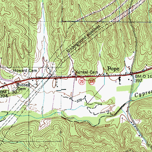 Topographic Map of Kunkel Cemetery, TN