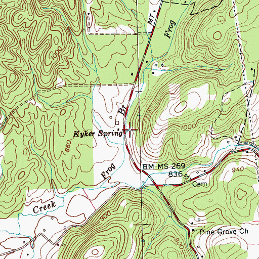 Topographic Map of Kyker Spring, TN