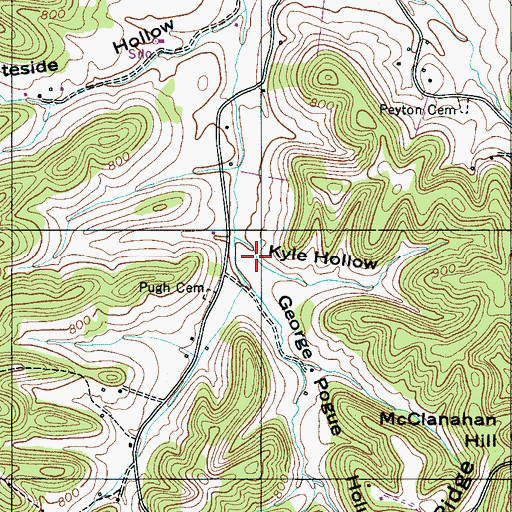 Topographic Map of Kyle Hollow, TN