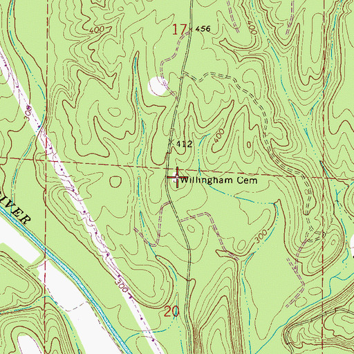 Topographic Map of Willingham Cemetery, AL