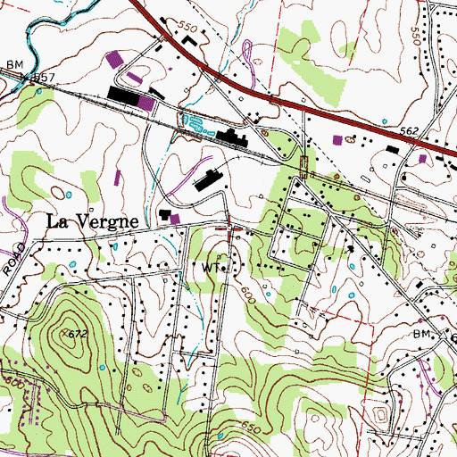 Topographic Map of La Vergne, TN