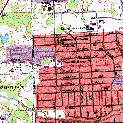 Topographic Map of Labelle Haven Church, TN