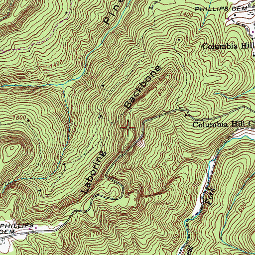 Topographic Map of Laboring Backbone, TN