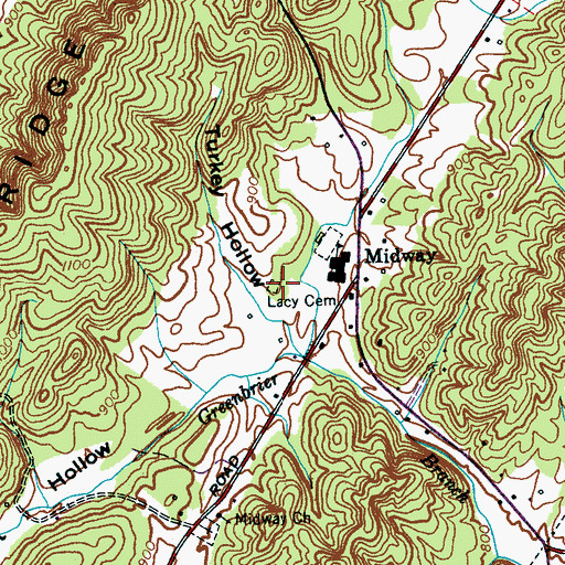 Topographic Map of Lacy Cemetery, TN