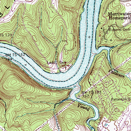 Topographic Map of Ladd Cemetery, TN