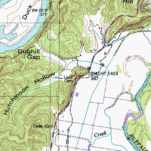 Topographic Map of Ladd Cemetery, TN