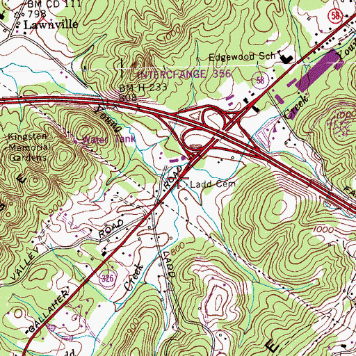 Topographic Map of Ladd Creek, TN