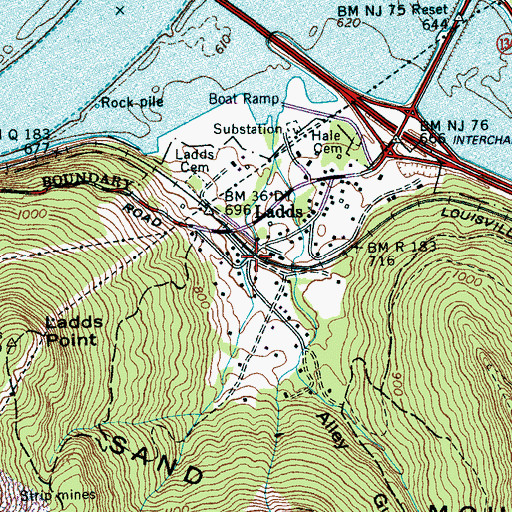Topographic Map of Ladds, TN