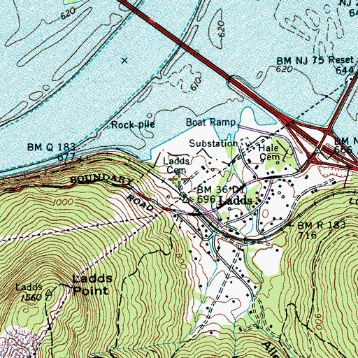 Topographic Map of Ladds Cemetery, TN