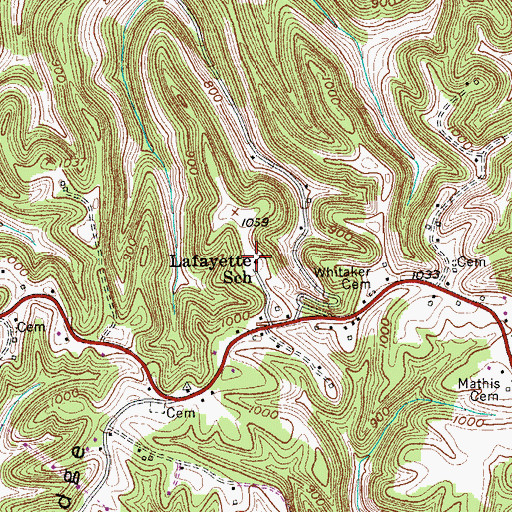 Topographic Map of Lafayette School, TN