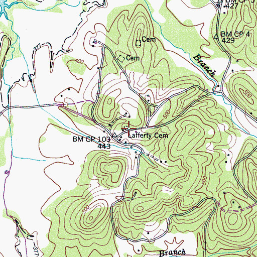 Topographic Map of Lafferty Cemetery, TN