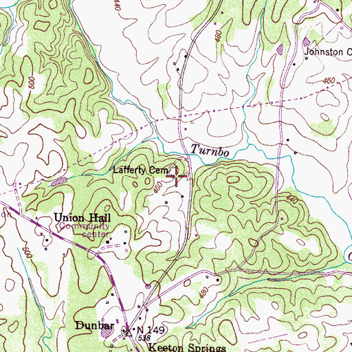 Topographic Map of Lafferty Cemetery, TN