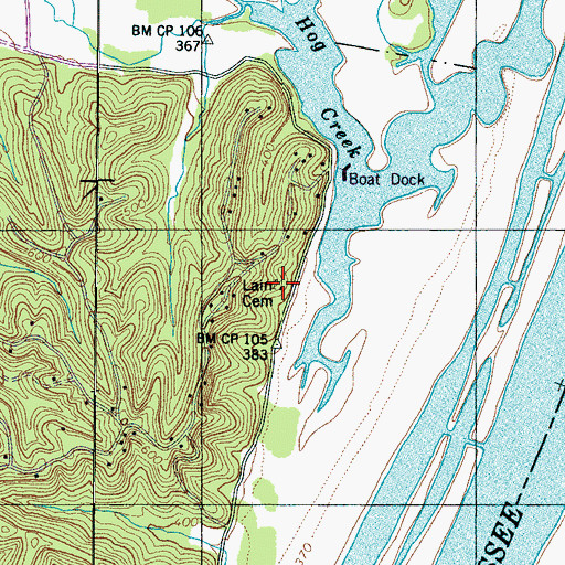 Topographic Map of Lain Cemetery, TN