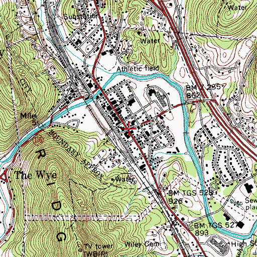 Topographic Map of Rocky Top, TN