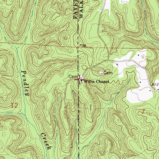 Topographic Map of Willis Chapel, AL