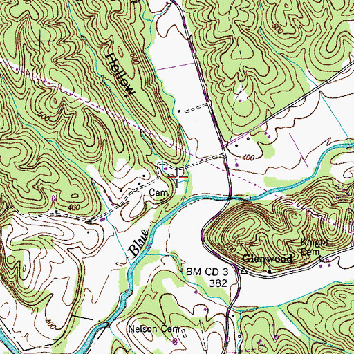 Topographic Map of Lake Hollow, TN