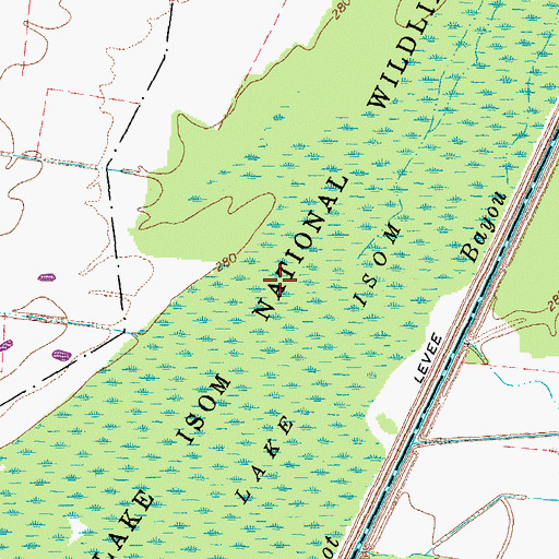 Topographic Map of Lake Isom National Wildlife Refuge, TN