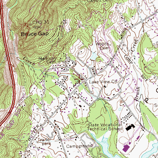 Topographic Map of Lake View Baptist Church, TN