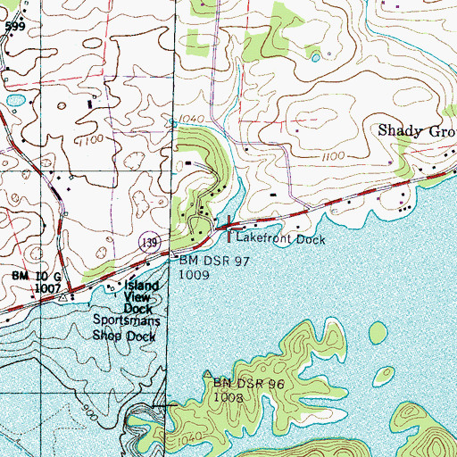 Topographic Map of Lakefront Dock, TN