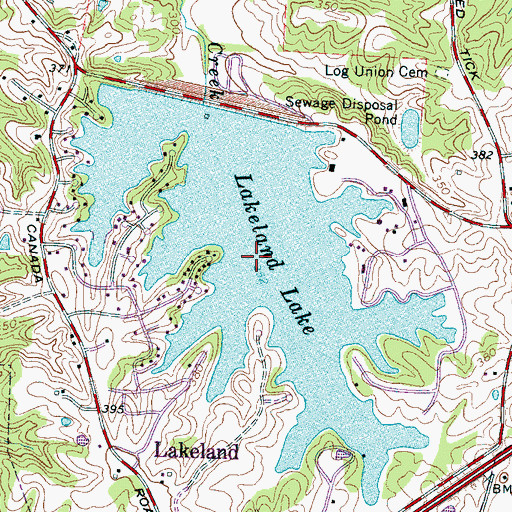 Topographic Map of Lakeland Lake, TN