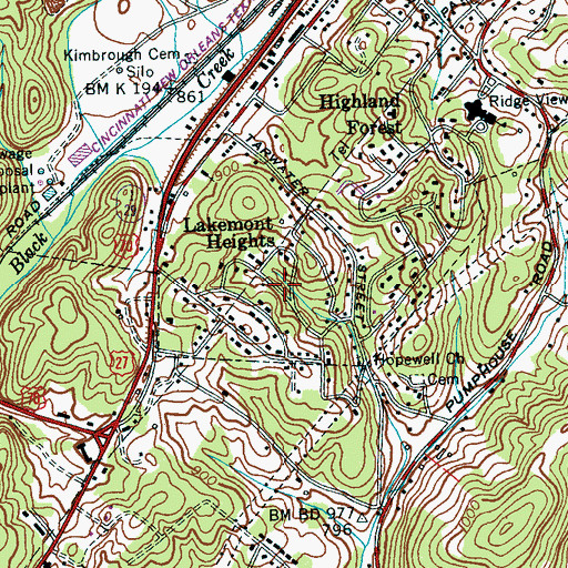 Topographic Map of Lakemont Heights, TN