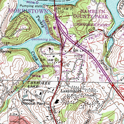 Topographic Map of Lakemoore, TN