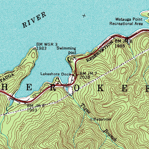 Topographic Map of Lakeshore Dock, TN