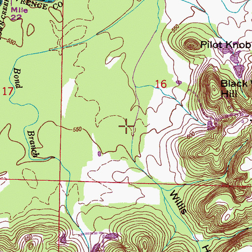 Topographic Map of Willis Hollow, AL