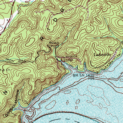 Topographic Map of Lakeside Lodge, TN