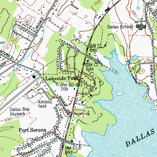 Topographic Map of Lakeside Park, TN
