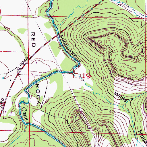 Topographic Map of Willis Hollow, AL