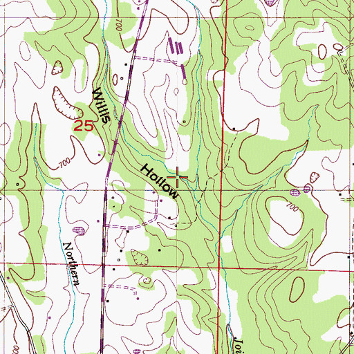 Topographic Map of Willis Hollow, AL