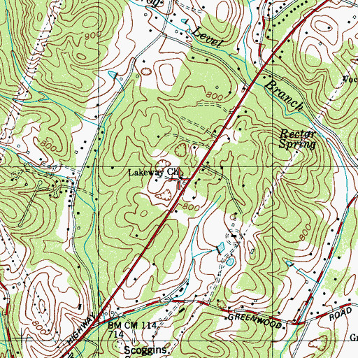 Topographic Map of Lakeway Church, TN
