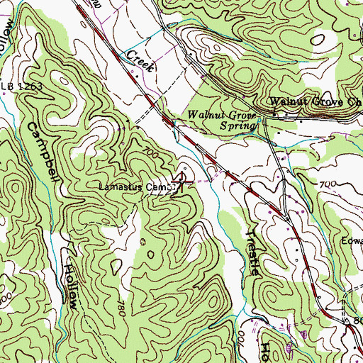 Topographic Map of Lamastus Cemetery, TN