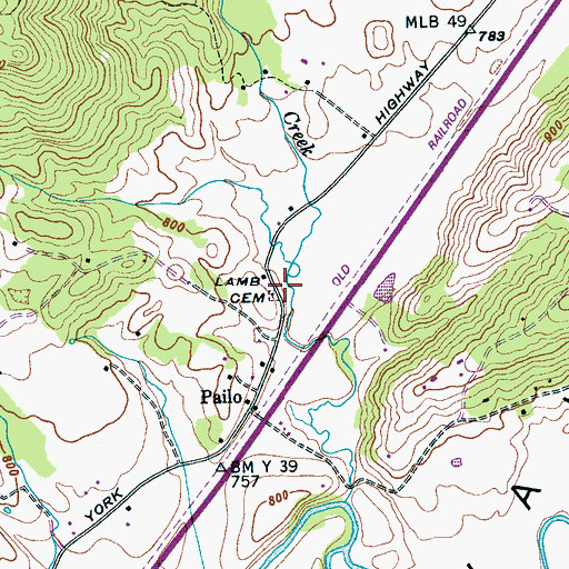 Topographic Map of Lamb Cemetery, TN