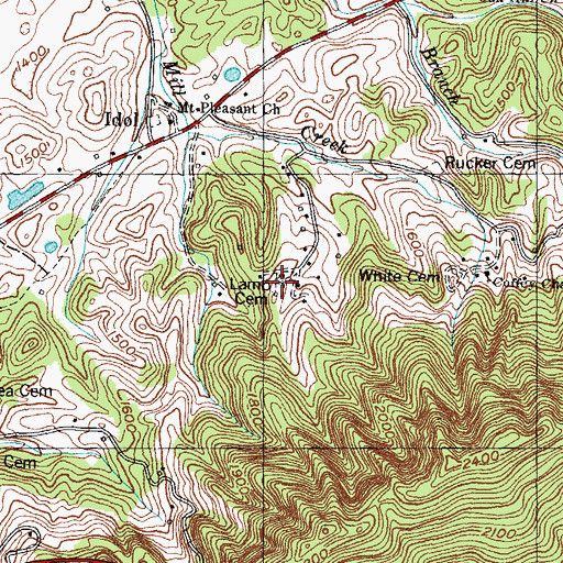 Topographic Map of Lamb Cemetery, TN