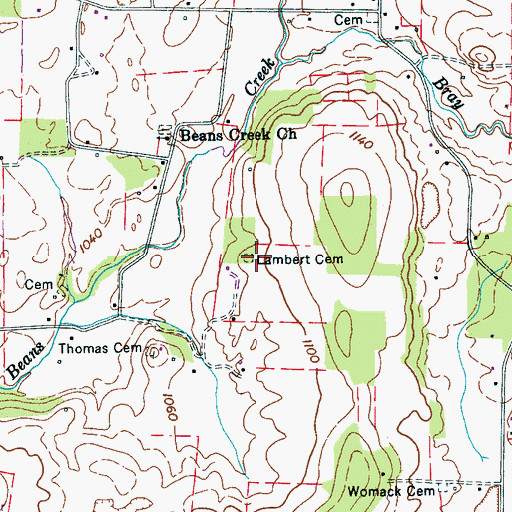 Topographic Map of Lambert Cemetery, TN