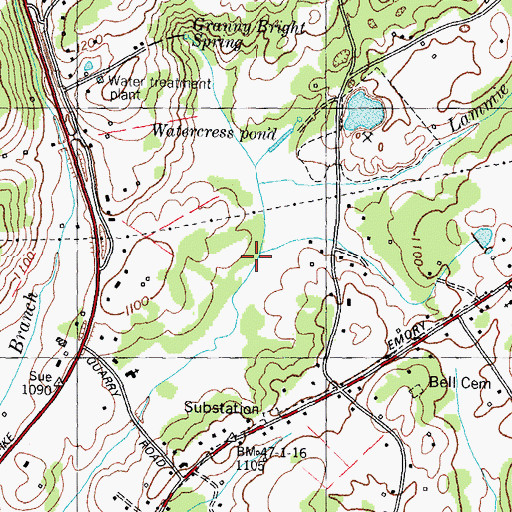 Topographic Map of Lammie Branch, TN