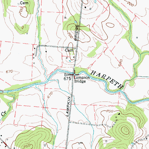 Topographic Map of Lampkin Bridge, TN