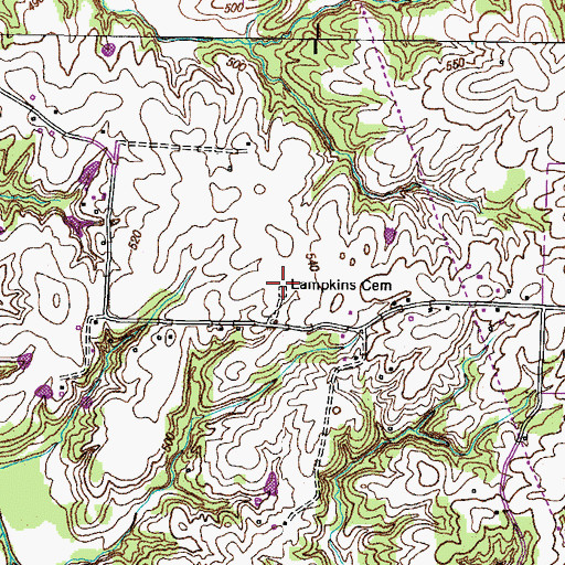 Topographic Map of Lampkins Cemetery, TN