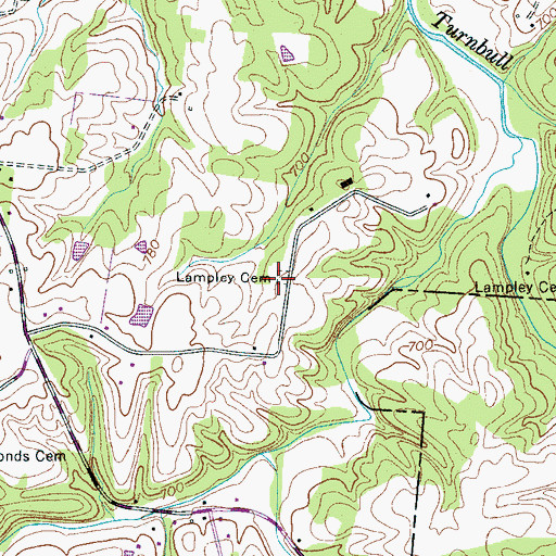 Topographic Map of Lampley Cemetery, TN