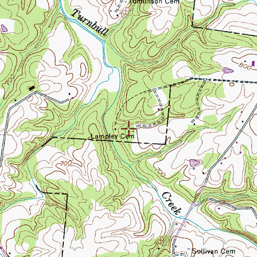 Topographic Map of Lampley Cemetery, TN