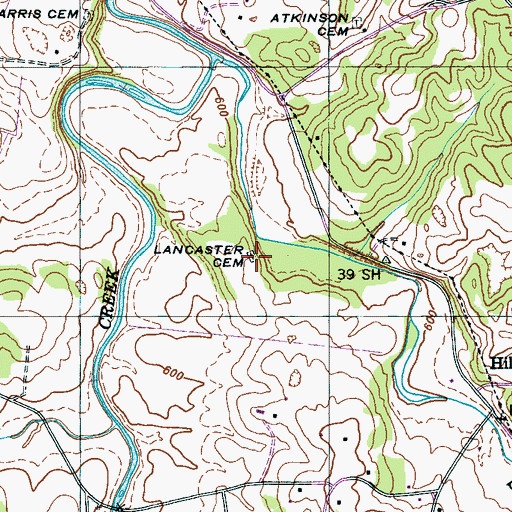 Topographic Map of Lancaster Cemetery, TN