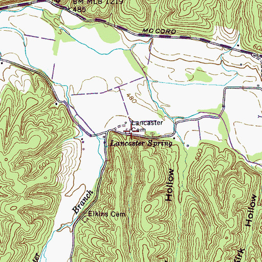 Topographic Map of Lancaster Cemetery, TN